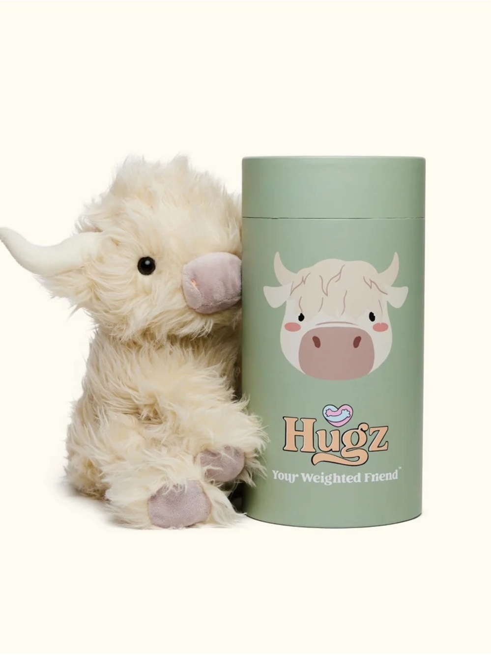 Hugz Weighted Highland Cow Plush Warmable & Chillable Brand New in Box